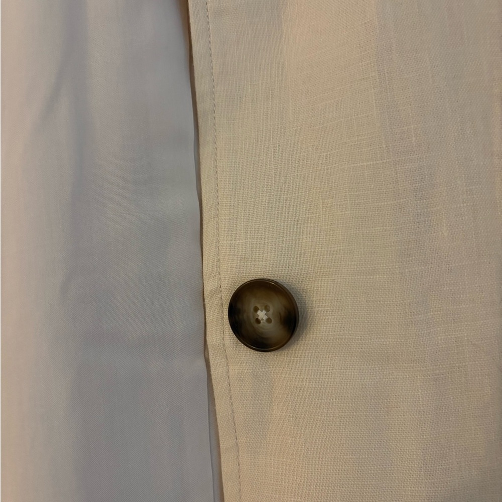 Reformation Irene Linen Button-Up Trench Coat in Sugar - Picture 9 of 10